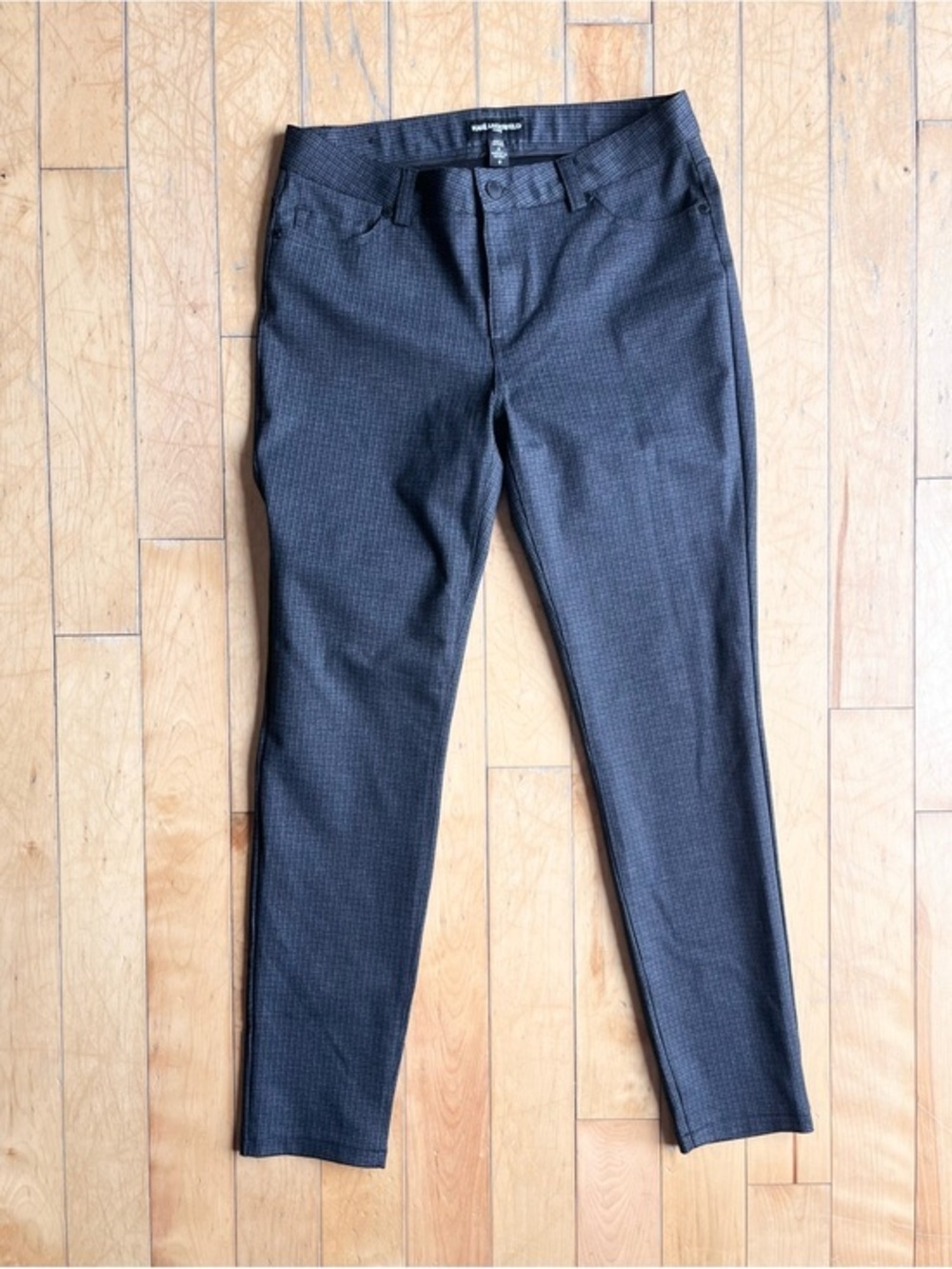 Karl Lagerfeld Paris Slim Ankle Minimalist Chic Dress Pants Micro Check Size 8